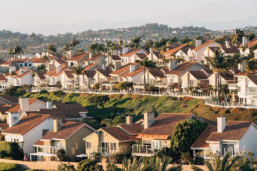 Santa Ana, CA - View of Houses and Hills From Hilltop Park in Dana Point, Orange County in California